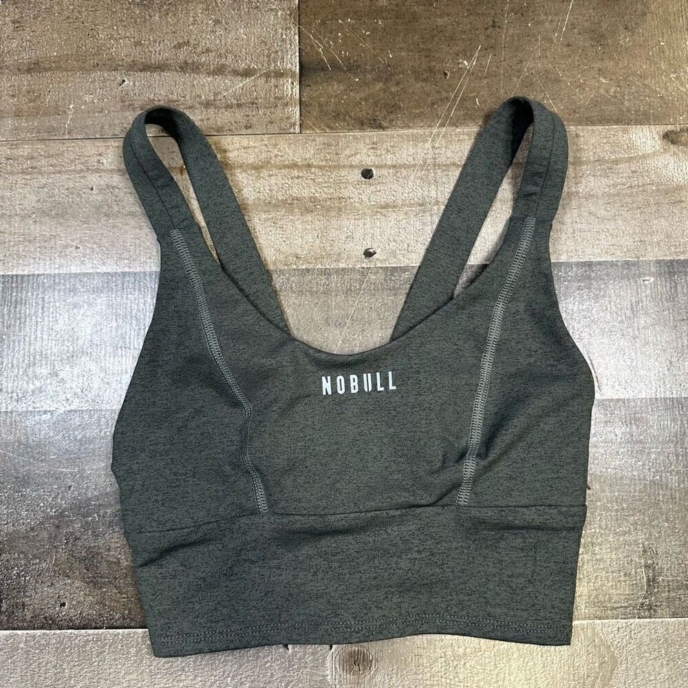 Nobull Women’s Size XS Logo Sports Bra Charcoal Grey Athletic Exercise Active